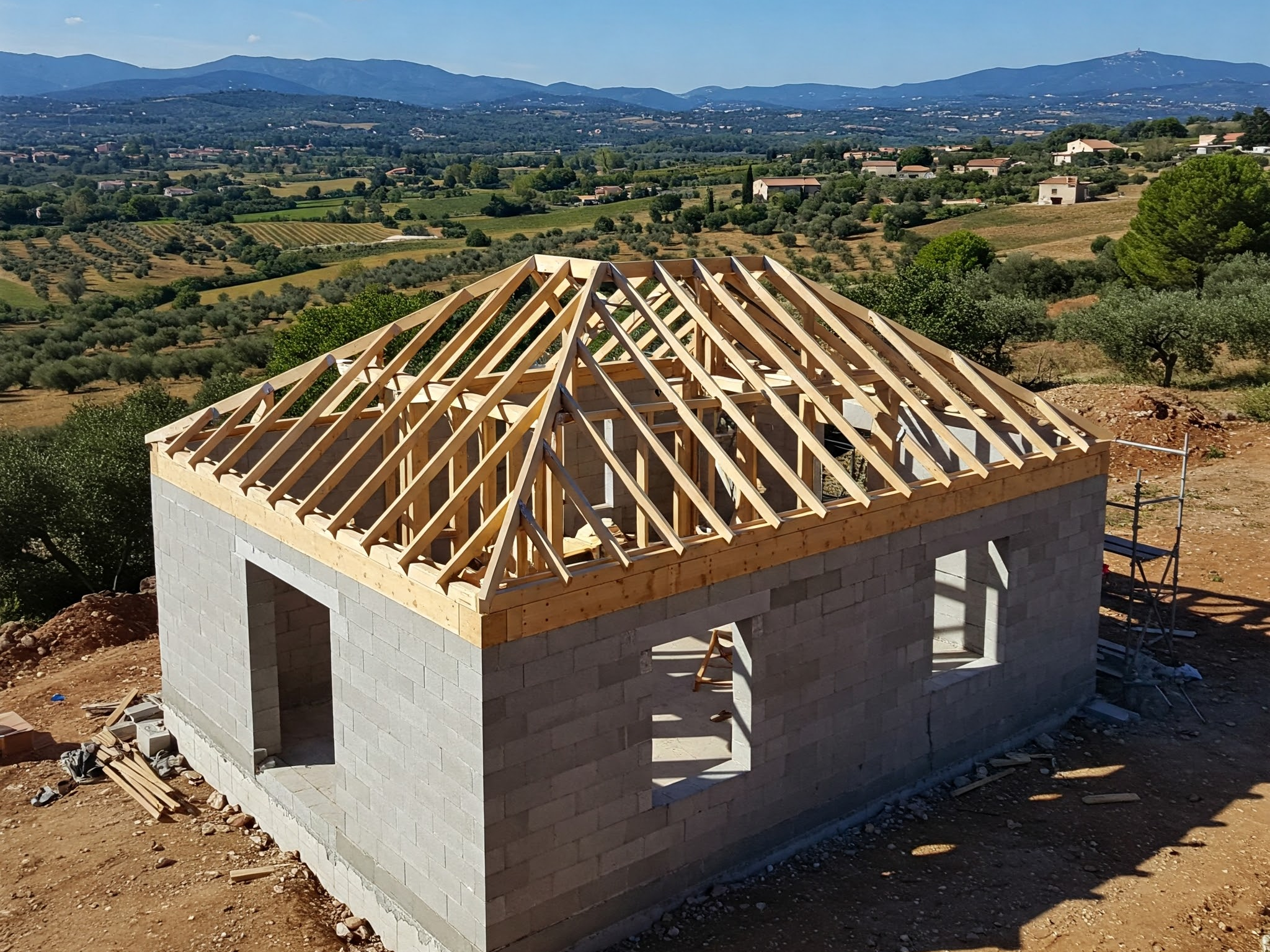 Charpente en construction par AJC Toiture dans le Var