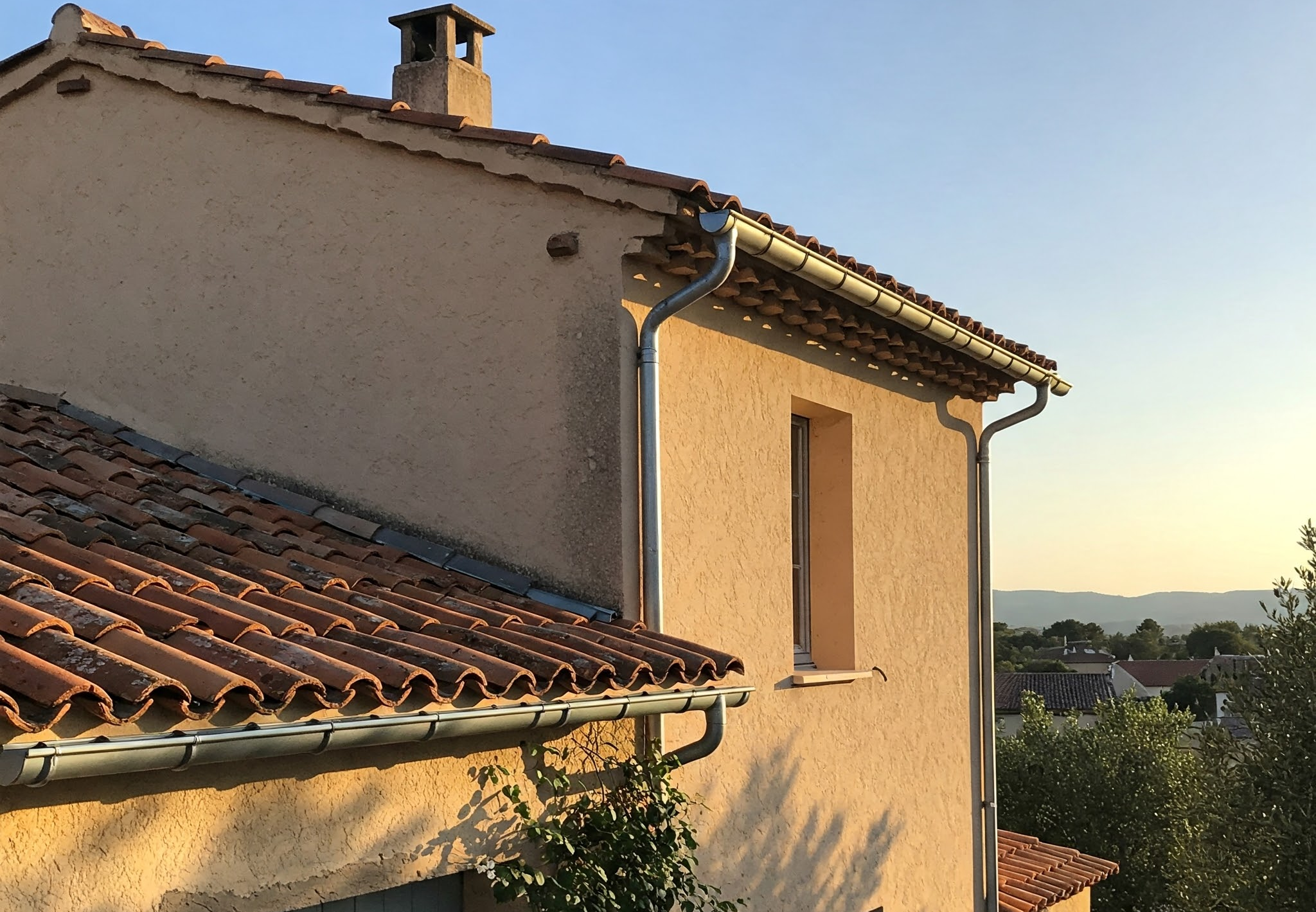 Pose gouttière neuve pour une maison dans le Var
