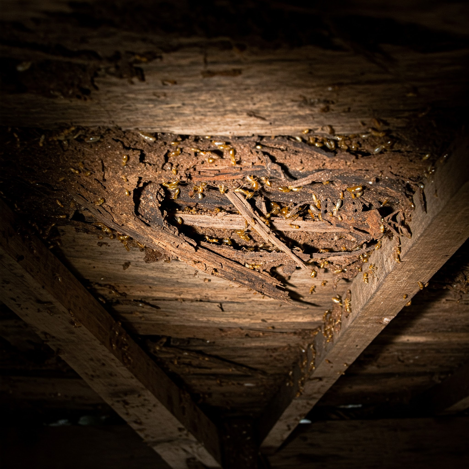 Photo de charpente infestée par les termites