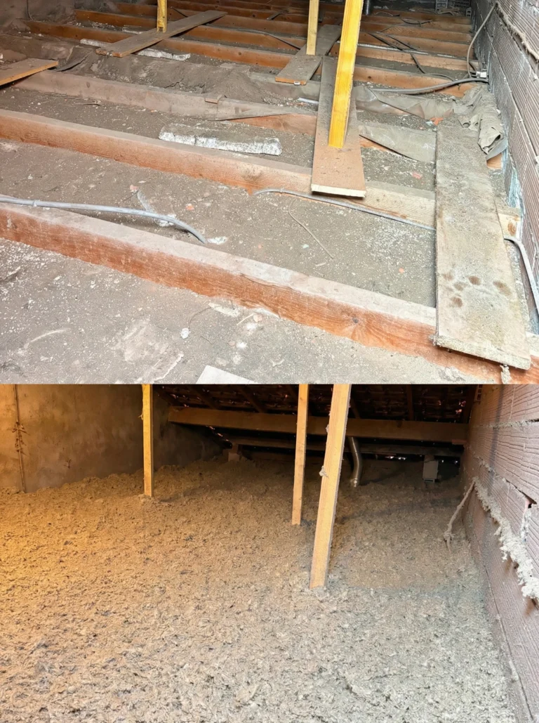 Isolation de toiture par soufflage avant après à Rocbaron par AJC Toiture
