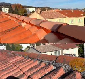 Avant après rénovation faîtage à Rocbaron